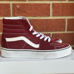 Vans Sk8 High Top Maroon White Size 4.5 Mens or 6 Womens Sneakers Skate Shoes